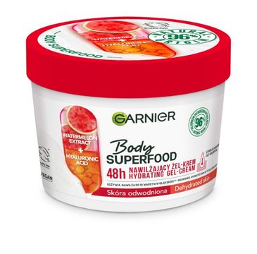 Garnier Body SuperFood nawilżający żel-krem do ciała Watermelon Extract+Hyaluronic Acid skóra odwodniona (380 ml)