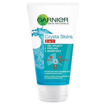 Garnier Czysta Skóra 3w1 żel myjący, peeling, maseczka (150 ml)