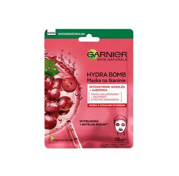 Garnier Hydra Bomb ujędrniająca maska na tkaninie z ekstraktem z pestek winogron i kwasem hialuronowym (28 g)