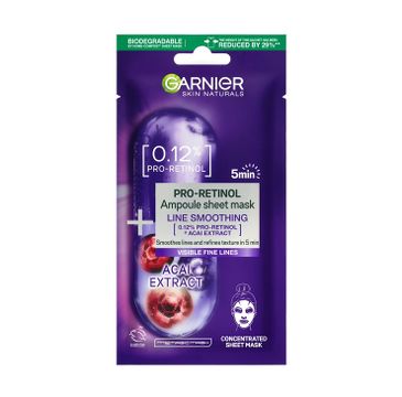 Garnier Pro-Retinol Ampoule Sheet Mask ampułka wygładzająca w masce na tkaninie z pro-retinolem 19g
