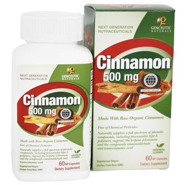 Genceutic Naturals Cinnamon 500mg organiczny cynamon suplement diety 60 kapsułek