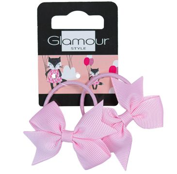 Glamour Kids gumki do włosów Różowe Kokardki 2szt.