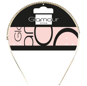 Glamour Metalowa opaska do włosów z małymi kryształkami Złota