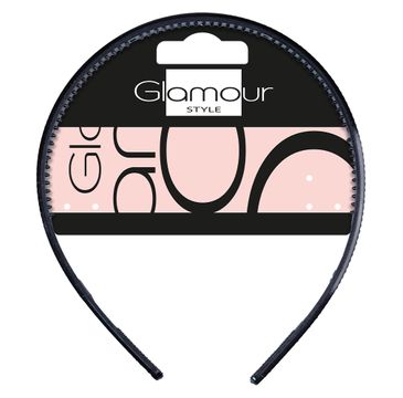 Glamour Plastikowa opaska do włosów z kryształkami Czarna