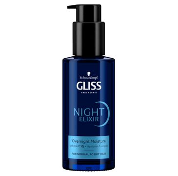 Gliss Night Elixir Moisture nawilżająca kuracja na noc bez spłukiwania do włosów normalnych i suchych (100 ml)