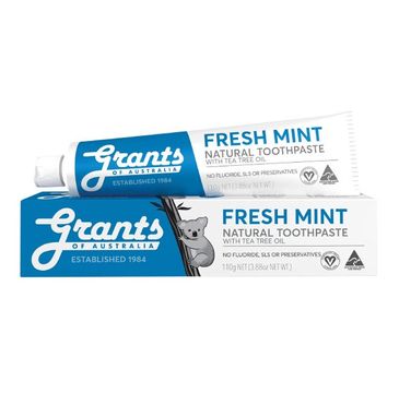 Grants of Australia Fresh Mint Natural Toothpaste naturalna odświeżająca pasta do zębów bez fluoru (110 g)