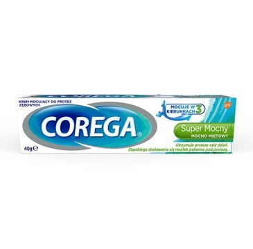 Corega – Krem mocujący do protez zębowych super mocny mocno miętowy (40 g)