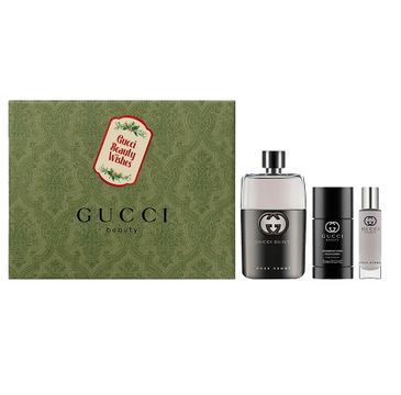 Gucci Guilty Pour Homme zestaw woda toaletowa spray 90ml + dezodorant sztyft 75ml + woda toaletowa 15ml