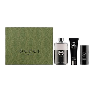 Gucci Guilty Pour Homme zestaw woda toaletowa spray 90ml + żel pod prysznic 50ml + dezodorant sztyft 75ml