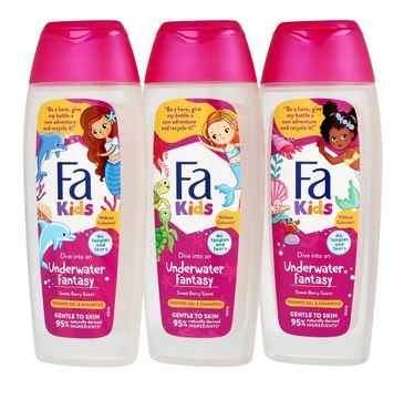 Fa Kids Underwater Fantasy żel pod prysznic i szampon dla dziewczynek o magicznym zapachu słodkich jagód (400 ml)
