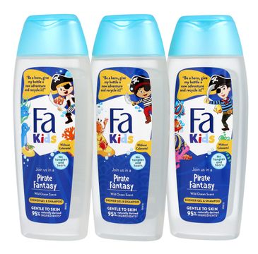 Fa Kids Pirate Fantasy żel pod prysznic i szampon do włosów dla chłopców o świeżym zapachu dzikiego oceanu (400 ml)