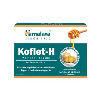 Himalaya – KOFLET-H Pastylki do ssania o smaku imbirowym (2 x 6 szt.)