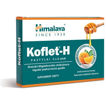 Himalaya – KOFLET-H Pastylki do ssania o smaku pomarańczowym (2 x 6 szt.)