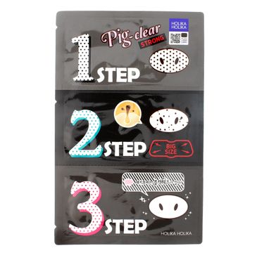 Holika Holika 3-Step maska oczyszczająca na nos Pig-Clear Strong (3 plastry)