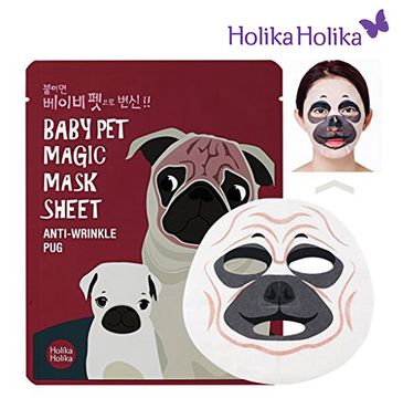 Holika Holika Baby Pet Magic Mask Sheet Anti-Wrinkle Pug maska do każdego typu cery w płacie redukcja zmarszczek 1 szt.