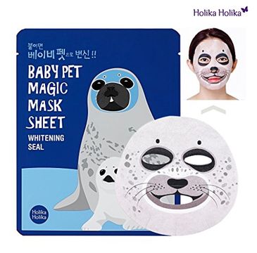 Holika Holika Baby Pet Magic Mask Sheet maska do cery naczynkowej w płacie Whitening Seal redukcja zaczerwienienia 1 szt.