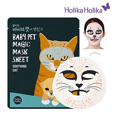 Holika Holika Baby Pet Magic Mask Sheet Soothing Cat maska do cery trudnej trądzikowej w płacie przeciwzapalna 1 szt.