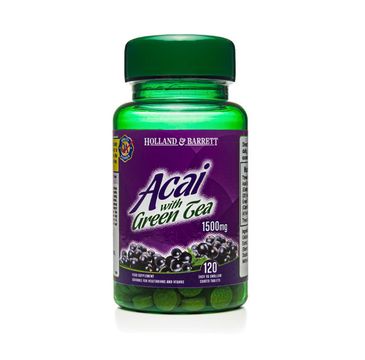 Holland & Barrett Jagody Acai 1500mg z zieloną herbatą suplement diety 120 tabletek