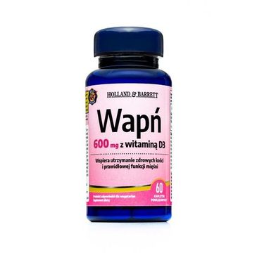 Holland & Barrett Wapń 600mg z witaminą D3 suplement diety 60 tabletek