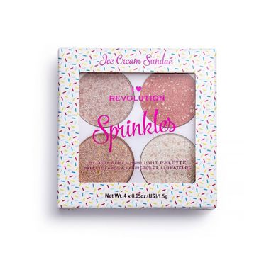 I Heart Revolution Blush & Sprinkles Ice Cream Sundae - paleta róży i rozświetlaczy (4 x 1.5 g)