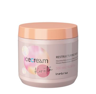 Inebrya Ice Cream Keratin keratynowa maska restrukturyzująca do włosów (500 ml)