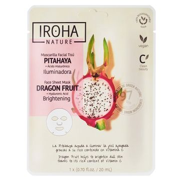 Iroha nature Brightening Face Sheet Mask Dragon Fruit + Hyaluronic Acid rozświetlająca maska w płachcie ze smoczym owocem i kwasem hialuronowym (20 ml)