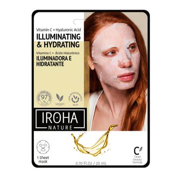 Iroha nature Illuminating & Hydrating Tissue Face Mask rozświetlająco-nawilżająca maska w płachcie z witaminą C i kwasem hialuronowym (20 ml)