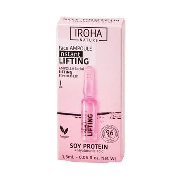 Iroha nature Instant Flash Lifting Face Ampoule liftingująco-ujędrniająca ampułka do twarzy z białkiem sojowym i kwasem hialuronowym (1.5 ml)
