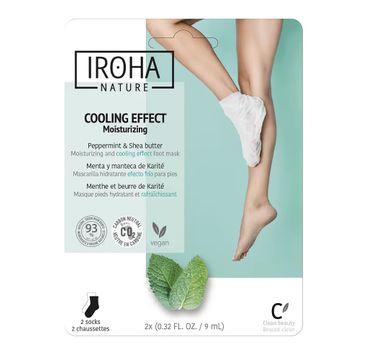 Iroha nature Moisturizing and Cooling Effect Foot Mask nawilżająco-chłodząca maseczka do stóp w formie skarpet Peppermint & Shea Butter (2 x 9 ml)