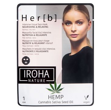 Iroha nature Nourishing & Relaxing Tissue Face Mask intensywnie odżywczo-relaksacyjna maseczka w płachcie do twarzy Cannabis (20 g)