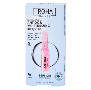 Iroha nature Peptides Antiox Face Ampoule antyoksydacyjno-nawilżające ampułki do twarzy z peptydami (5 x 1.5 ml)