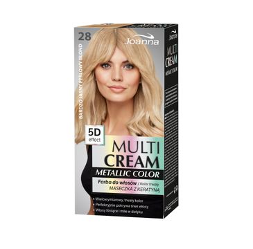 Joanna Multi Cream Metallic Color Farba do włosów nr 28 Bardzo Jasny Perłowy Blond 1op.