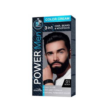 Joanna Power Men Color Cream farba do włosów 3in1 dla mężczyzn nr 01 Black (100 g)
