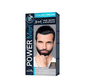Joanna Power Men Color Cream farba do włosów 3in1 dla mężczyzn nr 02 Dark Brown (100 g)