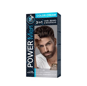Joanna Power Men Color Cream farba do włosów 3in1 dla mężczyzn nr 04 Natural Brown (100 g)