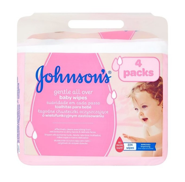 Johnson's Baby Gentle All Over – chusteczki nawilżane łagodne (224 szt. 56x4)