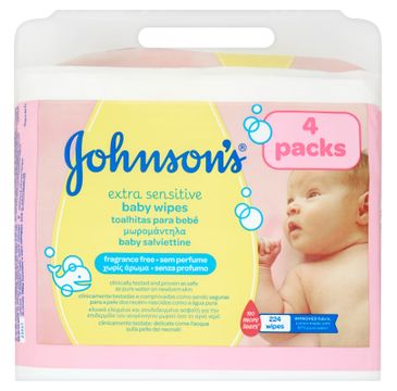 Johnson's Baby Extra Sensitive Baby Wipes łagodne chusteczki oczyszczające dla niemowląt 4x56szt