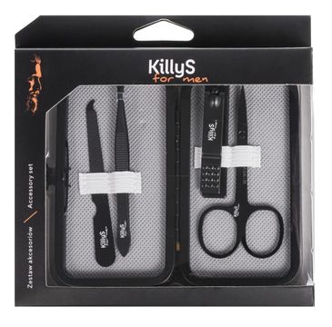 KillyS For Men Accessory Set zestaw nożyczki do paznokci + obcinaczki do paznokci + pilnik do paznokci + pęseta do depilacji