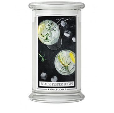 Kringle Candle Duża świeca zapachowa z dwoma knotami Black Pepper Gin (623 g)