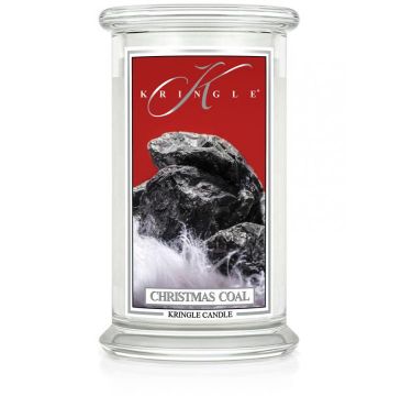 Kringle Candle duża świeca zapachowa z dwoma knotami - Christmas Coal (623 g)
