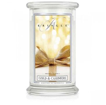 Kringle Candle duża świeca zapachowa z dwoma knotami - Gold & Cashmere (623 g)