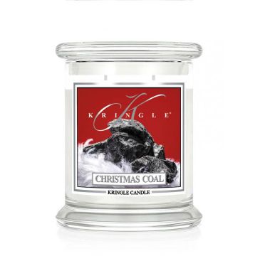 Kringle Candle średnia świeca zapachowa z dwoma knotami - Christmas Coal (411 g)