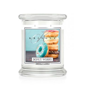 Kringle Candle średnia świeca zapachowa z dwoma knotami - Donut Worry (411 g)