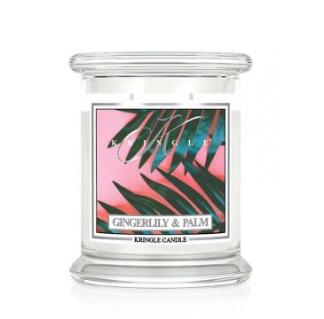 Kringle Candle średnia świeca zapachowa z dwoma knotami - Gingerlily & Palm (411 g)