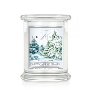 Kringle Candle średnia świeca zapachowa z dwoma knotami - Snow Capped Fraser (411 g)