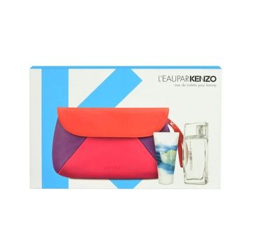 L'eau par Kenzo zestaw prezentowy woda toaletowa spray 50 ml + żel pod prysznic 50 ml + kosmetyczka