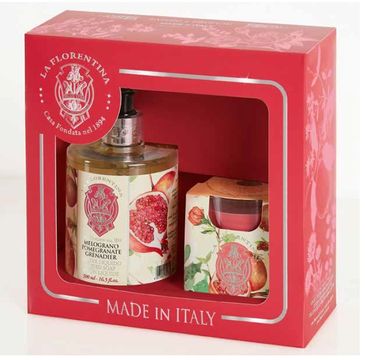 La Florentina Pomegranate zestaw mydło do rąk 500ml + świeczka zapachowa 160g