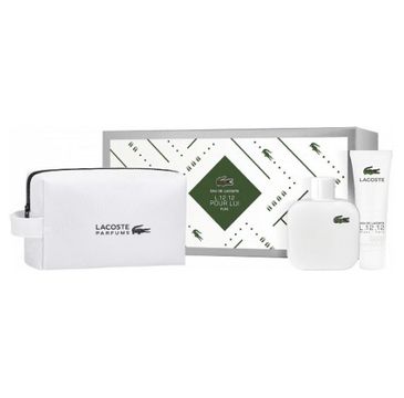 Lacoste L.12.12 Blanc zestaw woda toaletowa spray 100ml + żel pod prysznic 50ml + kosmetyczka