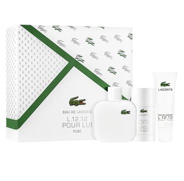 Lacoste L.12.12 Pour Lui Pure zestaw woda toaletowa spray 100ml + dezodorant sztyft 75ml + żel pod prysznic 50ml