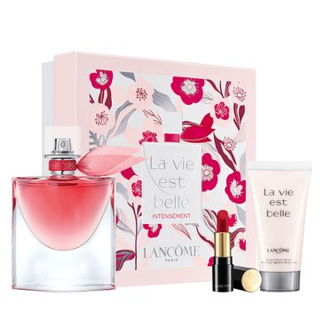 Lancome La Vie Est Belle Intensement zestaw woda perfumowana spray (50 ml) + balsam do ciała (50 ml) + Absolu Rouge Matte mini pomadka do ust 378